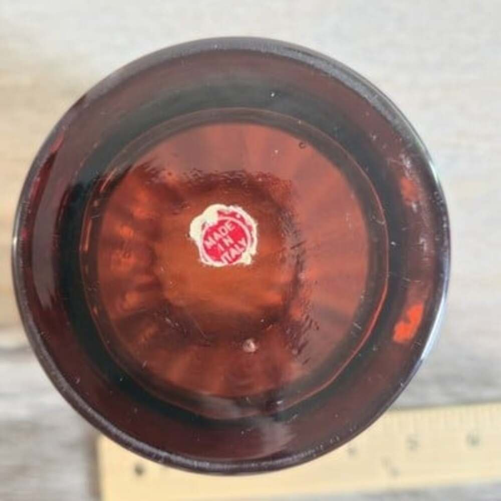 Vintage Italian Art Glass Vase Amber Brown Ribbed Scalloped Rim Made in Italy... - Picture 6 of 8